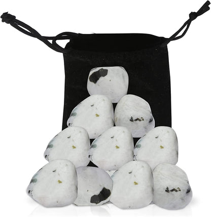 Healing Crystals Rainbow Moonstone Tumbled Stones- Healing Stones and Crystals for Beginners- 8 Piece Real Crystals and Healing Stones - Tumbled Crystals for Witchcraft (8, Rainbow Moonstone)