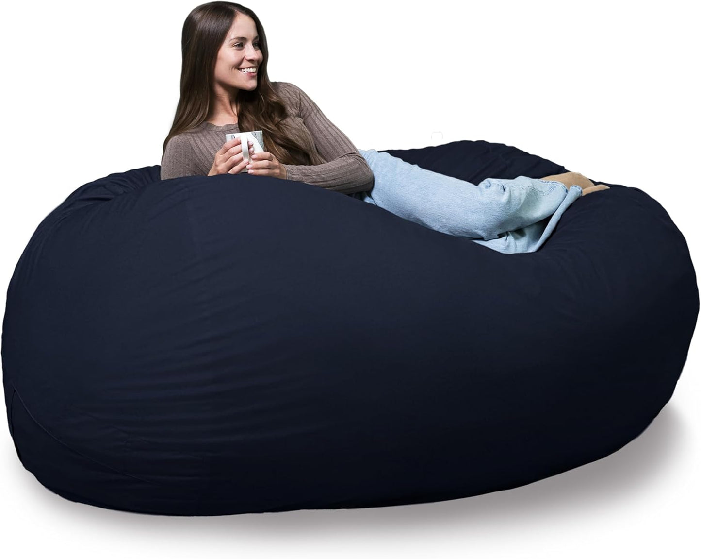 Fuf XL Foam Filled Bean Bag Chair with Removable Cover, Cobalt Lenox, Durable Woven Polyester, 5 Feet Giant