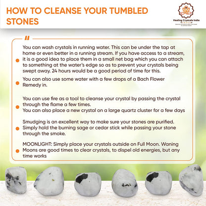 Healing Crystals Rainbow Moonstone Tumbled Stones- Healing Stones and Crystals for Beginners- 8 Piece Real Crystals and Healing Stones - Tumbled Crystals for Witchcraft (8, Rainbow Moonstone)