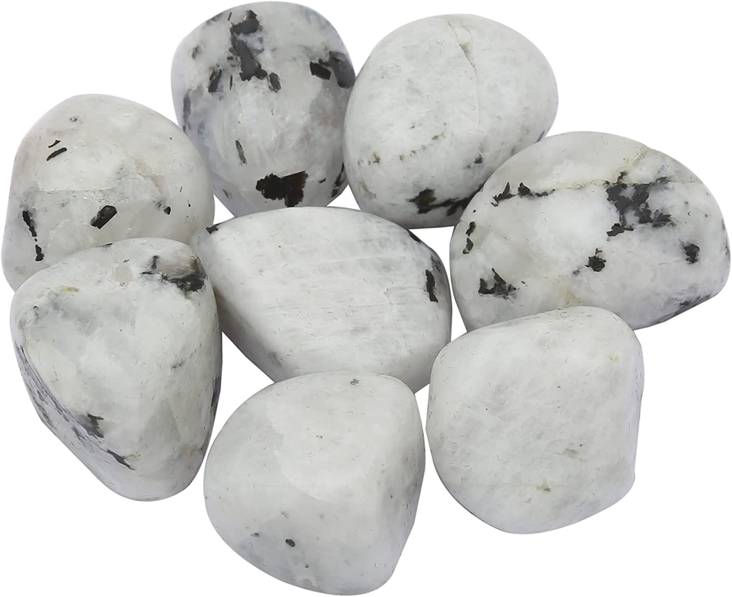 Healing Crystals Rainbow Moonstone Tumbled Stones- Healing Stones and Crystals for Beginners- 8 Piece Real Crystals and Healing Stones - Tumbled Crystals for Witchcraft (8, Rainbow Moonstone)